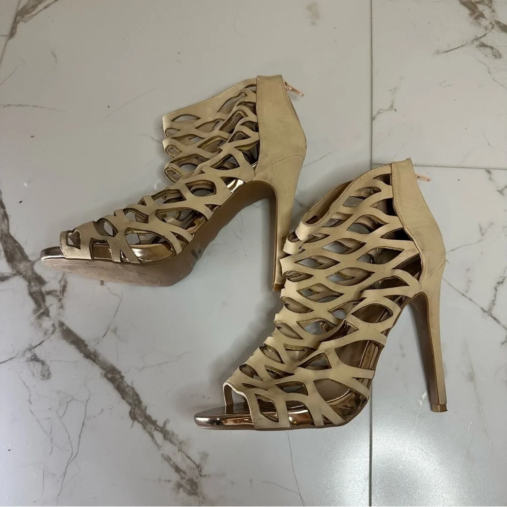 Charlotte Russe Beige High Heels Sandals Size 8